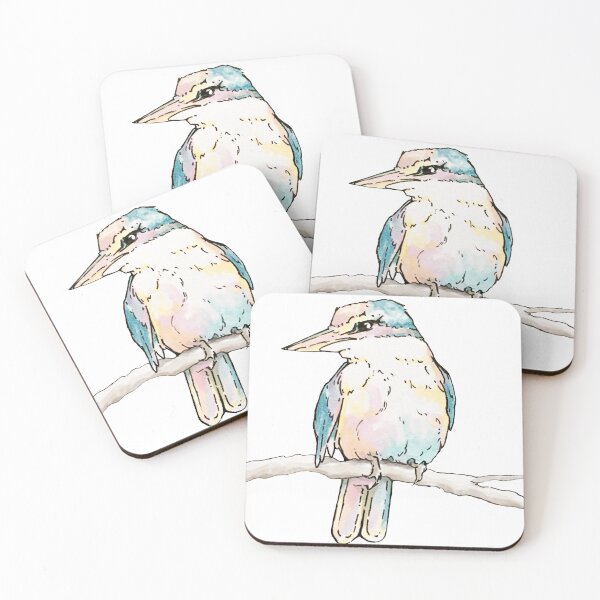 Item preview, Cute pastel Kingfisher artwork designed and sold by Moana Matron Designs.
