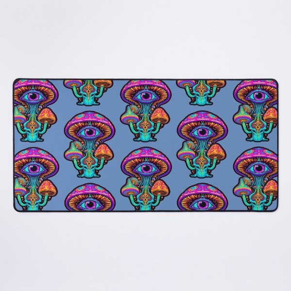 Item preview, Dazzling Psychedelic Mushroom Mandala: Triple-Eyed Wonders in a Galactic Whirl - Limited Edition designed and sold by PSYCRAFTINGSTORE.