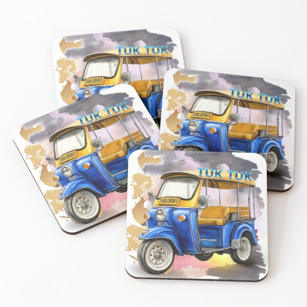 Item preview, Thailand Tuk Tuk Art – Colorful Vintage Taxi Illustration, Bangkok Travel Aesthetic, Retro Vehicle Design designed and sold by ChenEngEng.