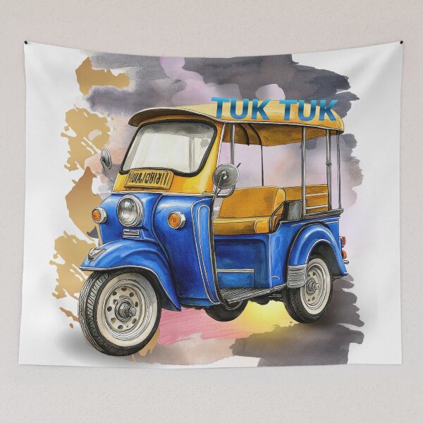 Item preview, Thailand Tuk Tuk Art – Colorful Vintage Taxi Illustration, Bangkok Travel Aesthetic, Retro Vehicle Design designed and sold by ChenEngEng.