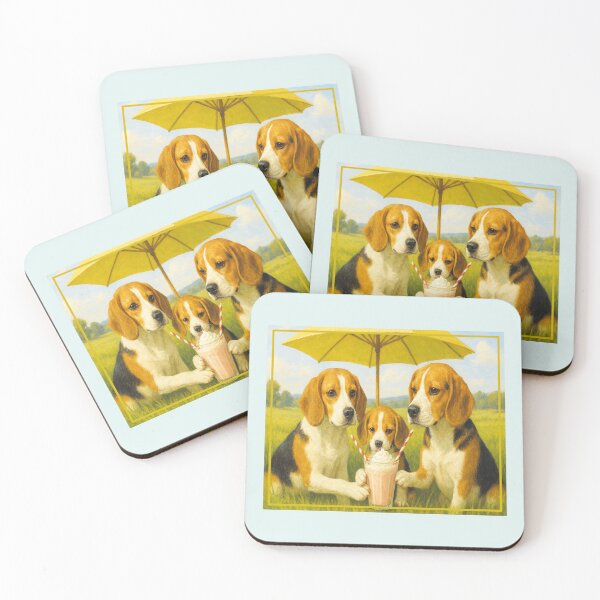 Item preview, Family of beagles sharing a delicious painted smoothie designed and sold by the artedivino.