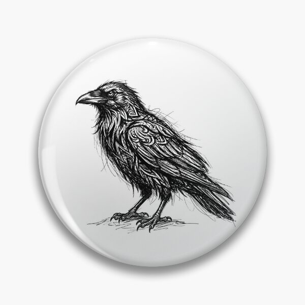 Item preview, Raven in Sketched Tattoo Style designed and sold by ClearStatements.
