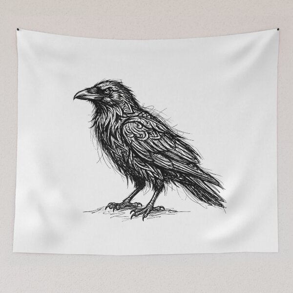 Item preview, Raven in Sketched Tattoo Style designed and sold by ClearStatements.