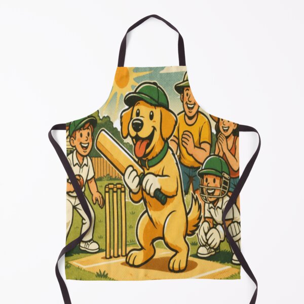 Item preview, Australian Backyard Cricket Golden Labrador Family Cartoon designed and sold by PawPrintCustom.