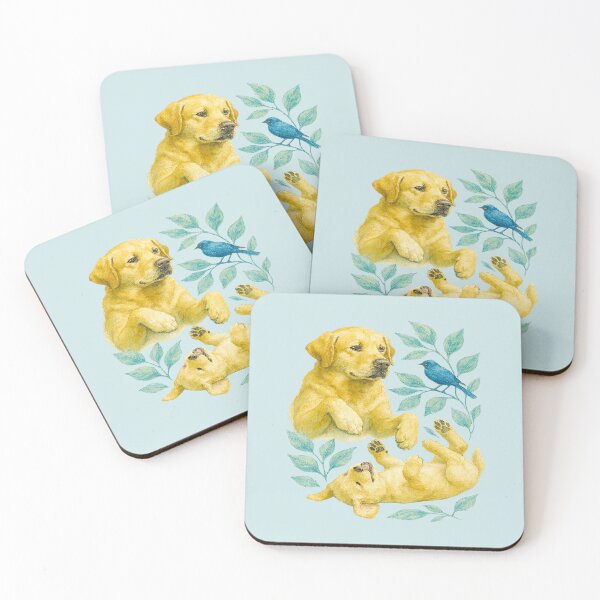 Item preview, Golden Labradors Playing with a Bluebird designed and sold by the artedivino.