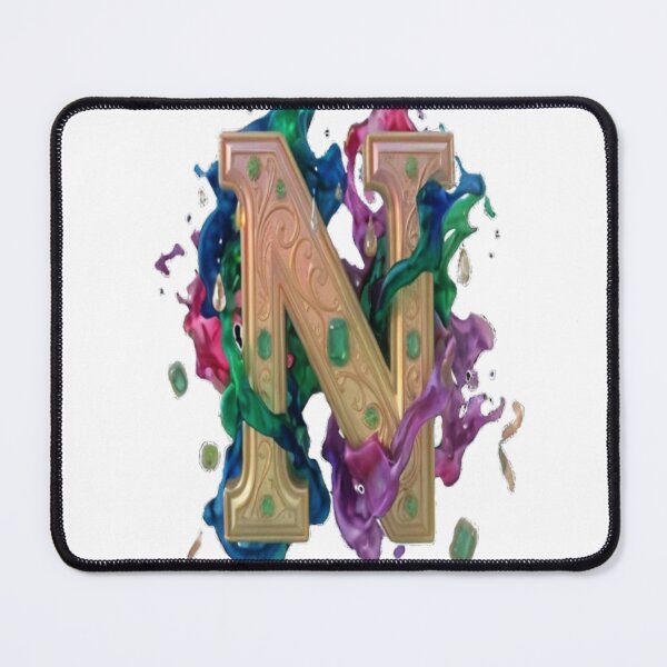 Item preview, Vibrant Ink Splash N Monogram - Artistic Gold Filigree & Colorful Droplets designed and sold by KalamAura.
