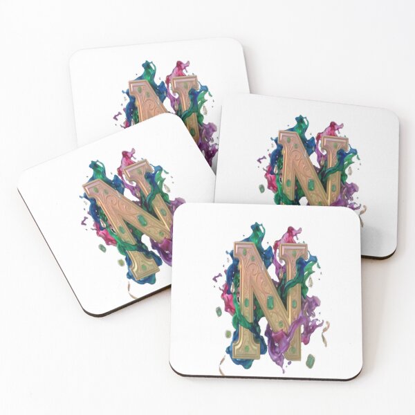Item preview, Vibrant Ink Splash N Monogram - Artistic Gold Filigree & Colorful Droplets designed and sold by KalamAura.
