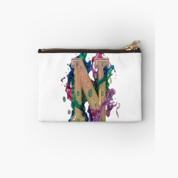 Item preview, Vibrant Ink Splash N Monogram - Artistic Gold Filigree & Colorful Droplets designed and sold by KalamAura.