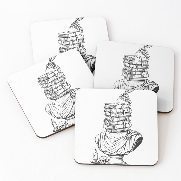 Item preview, Gothic Scholar Bust – Minimalist Fine Line Book Stack Illustration designed and sold by GenArtWear.