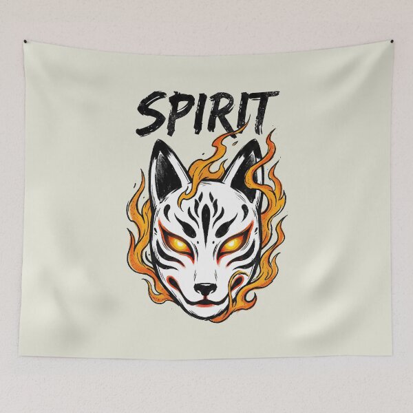 Item preview, Kitsune Spirit Mask in Flames designed and sold by AwesomeBeyondLimits.