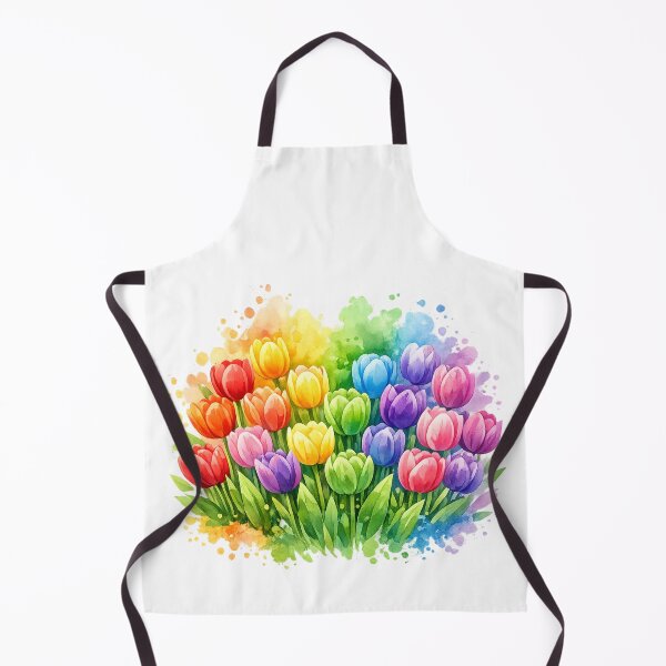 Item preview, Colorful tulip meadow watercolor design – rainbow spring flower T-shirt motif designed and sold by CoolContent Factory.