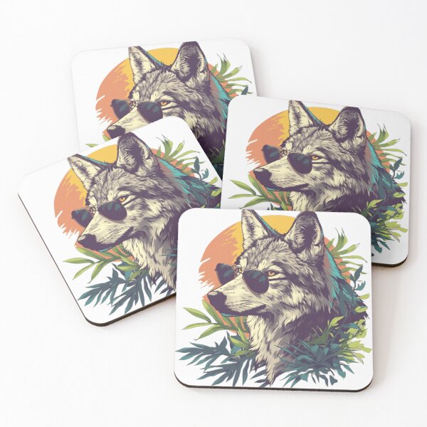 Item preview, Cool Wolf With Sunglasses Retro Sunset designed and sold by EkacaQ.