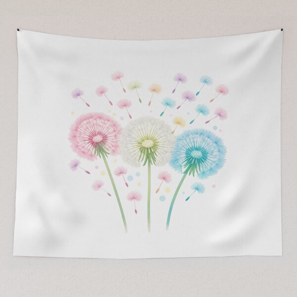 Item preview, Delicate dandelion seed heads in pastel colors – spring T-shirt design with flying seeds designed and sold by CoolContent Factory.