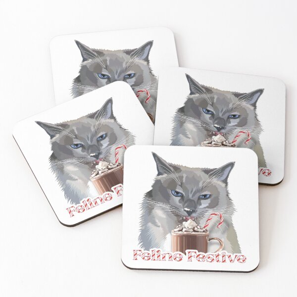 Item preview, Feline Festive Cat Drinking Candy Cane Hot Chocolate designed and sold by Carleah Unique.