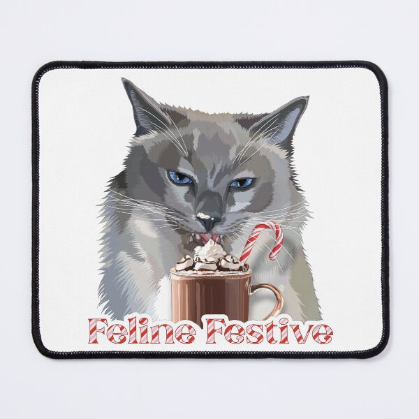 Item preview, Feline Festive Cat Drinking Candy Cane Hot Chocolate designed and sold by Carleah Unique.