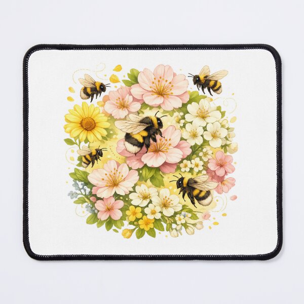 Item preview, Spring Bee Design – Bumblebees & Blossoms in Pastel | Nature T-Shirt Motif designed and sold by CoolContent Factory.