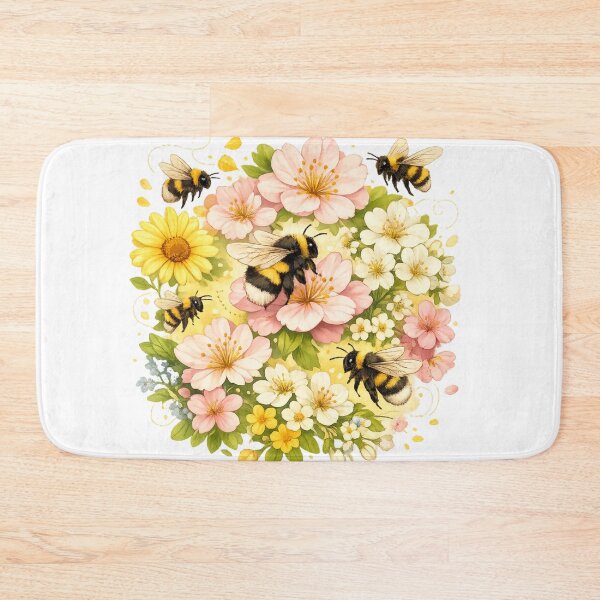 Item preview, Spring Bee Design – Bumblebees & Blossoms in Pastel | Nature T-Shirt Motif designed and sold by CoolContent Factory.