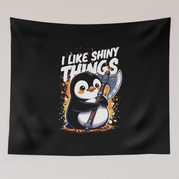 Item preview, Cute Penguin I Like Shiny Things Battle Axe designed and sold by TshirtsOnline-.