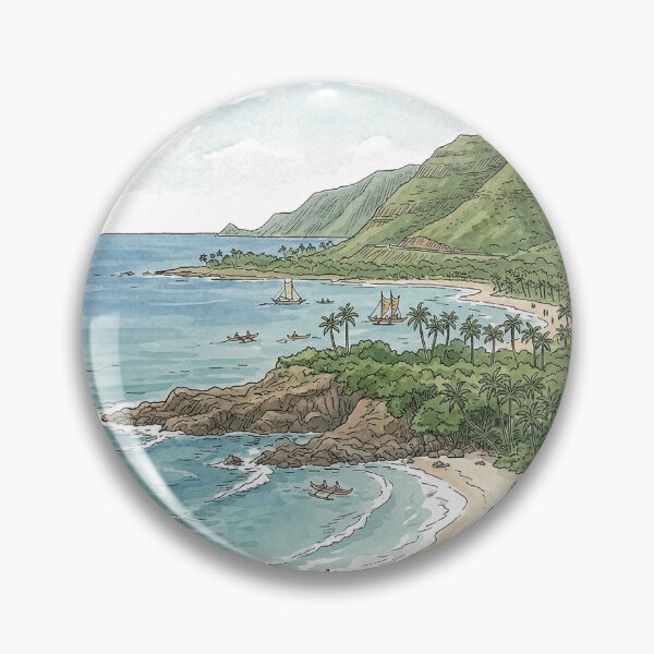Item preview, The Topographical Antidote: Maliu Point, Hawai'i – Vintage Tropical Travel Art Print designed and sold by FreiherrPK.