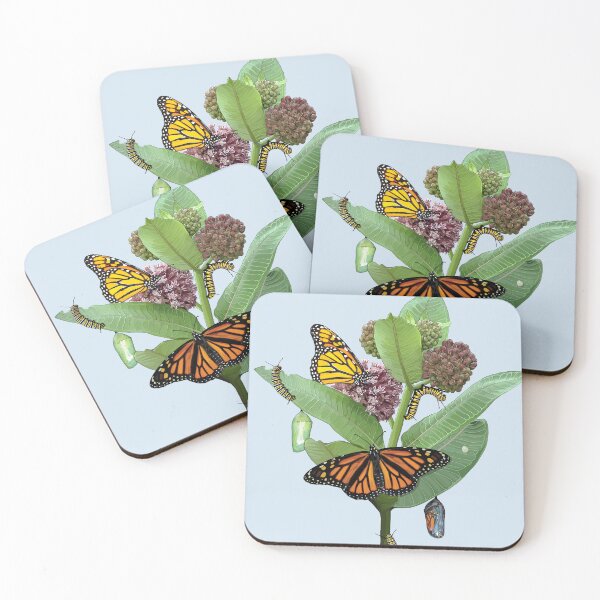 Item preview, Monarch Lifecycle Egg Caterpillar Chrysalis Butterfly on Milkweed designed and sold by Carleah Unique.