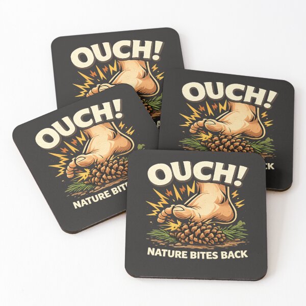 Item preview, Nature Bites Back Pine Cone Barefoot Hiking Funny Camping T-Shirt designed and sold by KRBN-Studio.