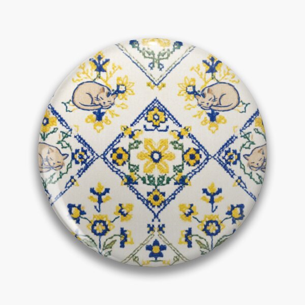 Item preview, Ukrainian Vyshyvanka Sleeping Cats - Yellow Blue Embroidery Pattern designed and sold by LittleKnight.