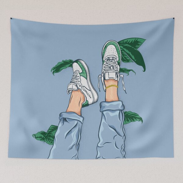 Item preview, White Sneakers and Tropical Leaves - Streetwear Vector Art designed and sold by Zasuwasz.