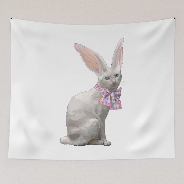 Item preview, Easter Bunny Cat with Egg Large Bow designed and sold by Carleah Unique.