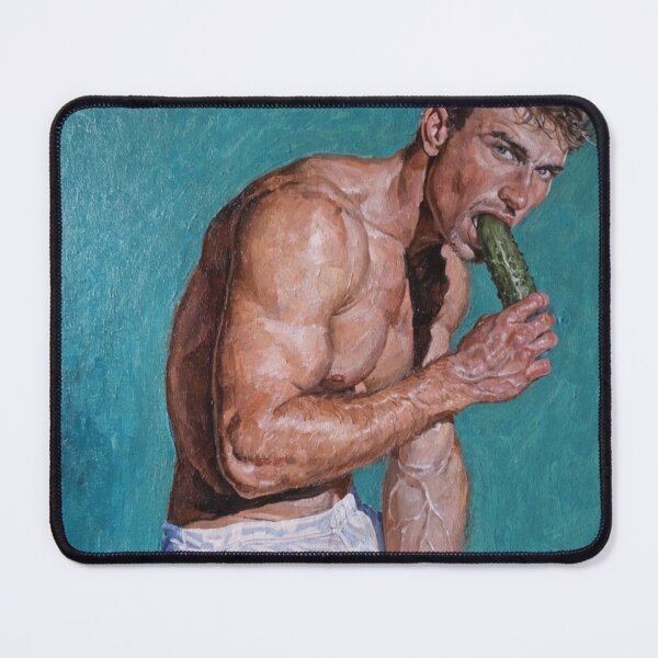Item preview, The Cucumber Conundrum - Man eating cucumber designed and sold by gayishdesign.