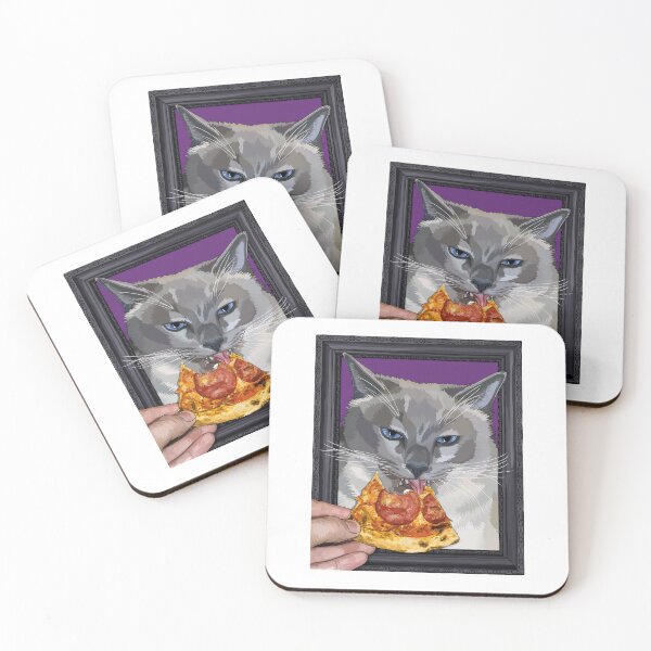 Item preview, Surreal Portrait of a Cat Eating Pepperoni Pizza designed and sold by Carleah Unique.