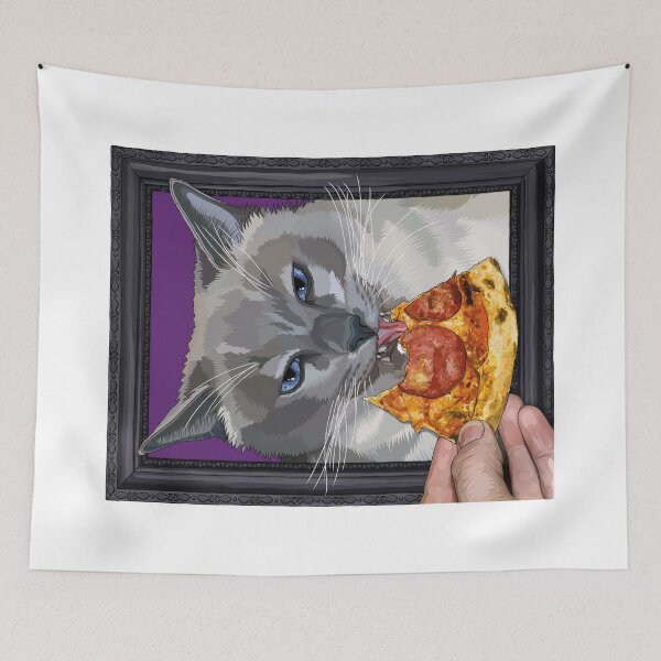 Item preview, Surreal Portrait of a Cat Eating Pepperoni Pizza designed and sold by Carleah Unique.