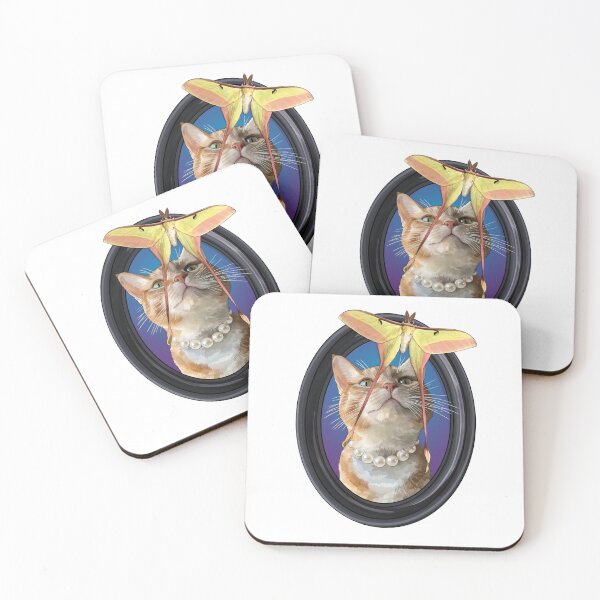Item preview, Ginger Tabby Cat Portrait with Chinese Moon Moth designed and sold by Carleah Unique.