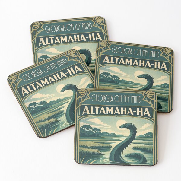 Item preview, Altamaha-ha Georgia Art Deco River Monster Poster designed and sold by Folk Bestiary.