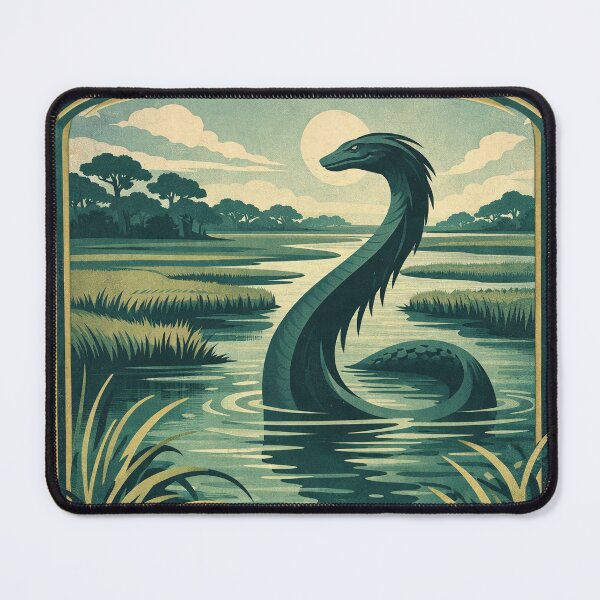 Item preview, Altamaha-ha Georgia Art Deco River Monster Poster designed and sold by Folk Bestiary.