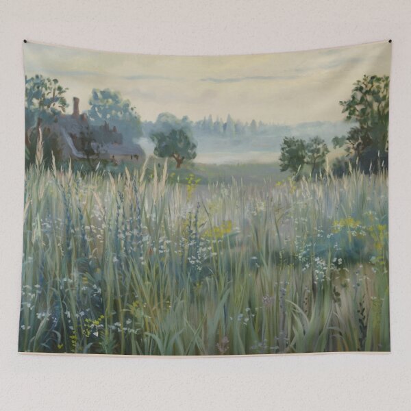 Item preview, Provence Countryside Painting | French Landscape Wall Art | Soft Meadow Scene designed and sold by CARRAANN.