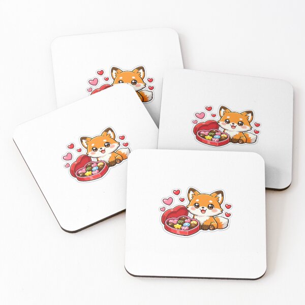 Item preview, Cute Fox with Chocolate Heart Box – Kawaii Love Illustration designed and sold by InkVerse Studio.