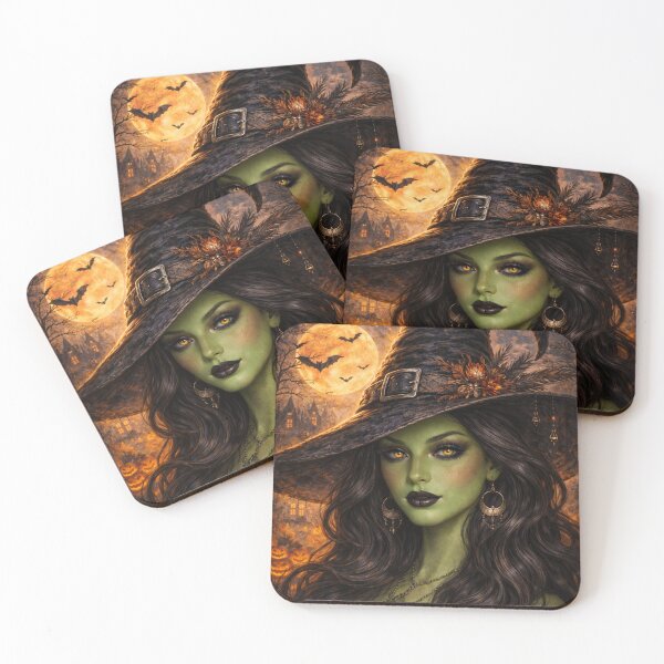 Item preview, Happy Halloween Witch – Vintage Green Witch Portrait Art designed and sold by Edenglow Prints & Peculiars.