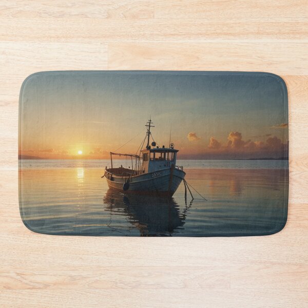 Item preview, Peace at dawn – a boat on a golden sea designed and sold by Izabela Włodarczyk.