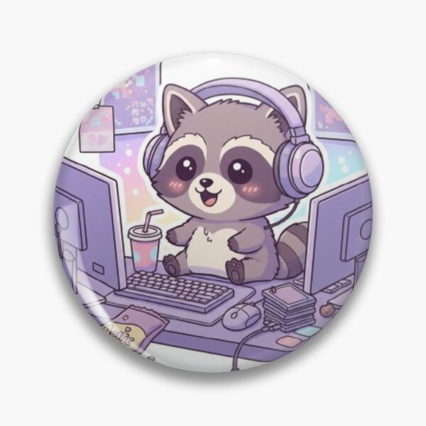 Item preview, Kawaii Gamer Raccoon Aesthetic – Cute Chaotic Cozy Gaming Setup Design designed and sold by DesignNovaCo.