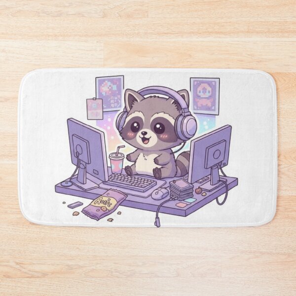 Item preview, Kawaii Gamer Raccoon Aesthetic – Cute Chaotic Cozy Gaming Setup Design designed and sold by DesignNovaCo.