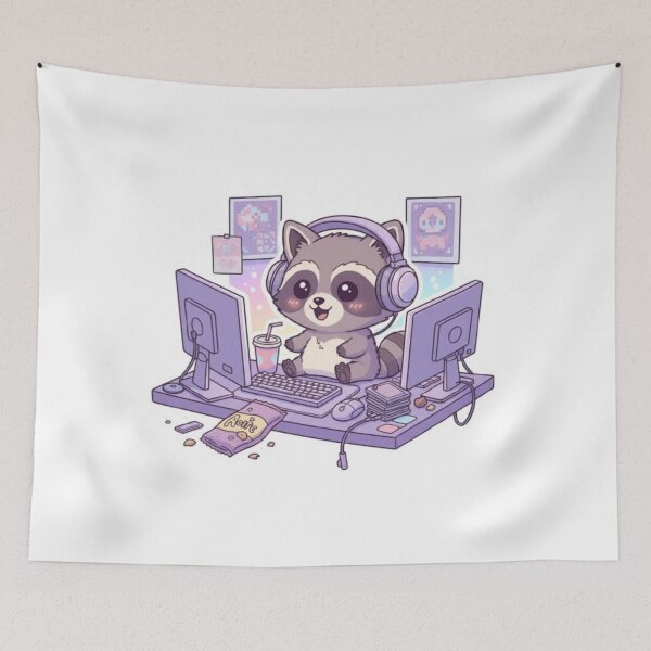 Item preview, Kawaii Gamer Raccoon Aesthetic – Cute Chaotic Cozy Gaming Setup Design designed and sold by DesignNovaCo.