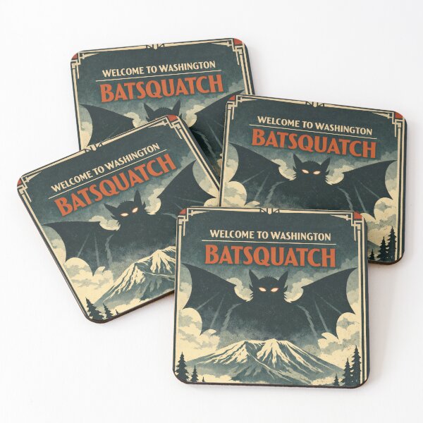 Item preview, Batsquatch Washington Art Deco Cryptid Poster designed and sold by Folk Bestiary.