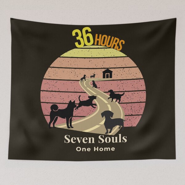 Item preview, 36 Hours Seven Souls One Home Dog Loyalty Journey Retro Sunset T-Shirt designed and sold by HOUSE OF TIST.