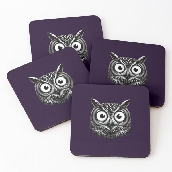Item preview, Intense Owl Eyes Black and White Art Wise Owl Gaze Dark Mysterious Bird Portrait designed and sold by Syrupulse.