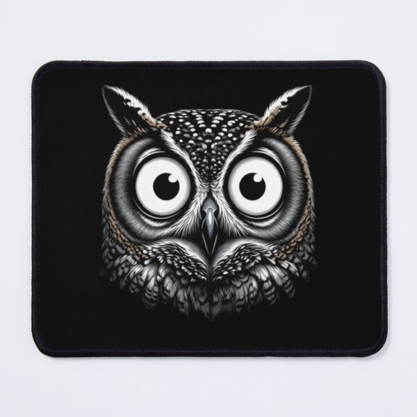 Item preview, Intense Owl Eyes Black and White Art Wise Owl Gaze Dark Mysterious Bird Portrait designed and sold by Syrupulse.