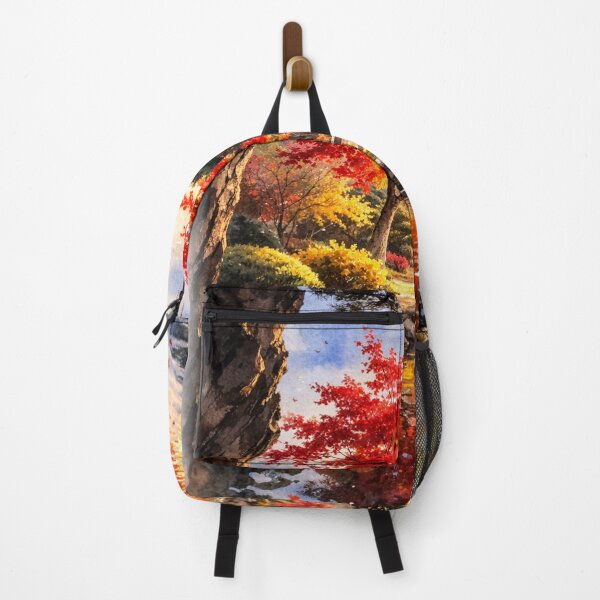Item preview, Autumn Reflection Garden – Red Maple Trees and Golden Water designed and sold by TopHatCreations.