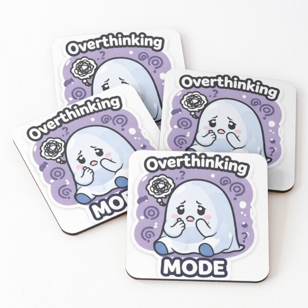 Item preview, Overthinking Mode Cute Ghost – Anxiety & Relatable Introvert Sticker designed and sold by sumodesign.