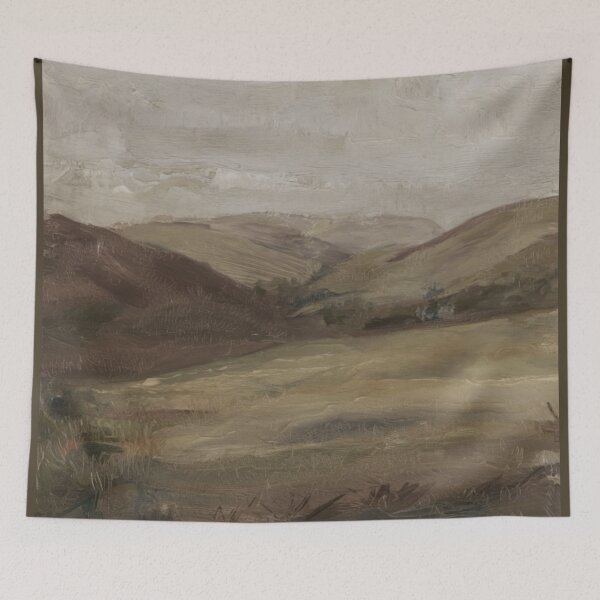 Item preview, Provence Hills Landscape Painting | French Countryside Wall Art | Earth Tone Scene designed and sold by CARRAANN.