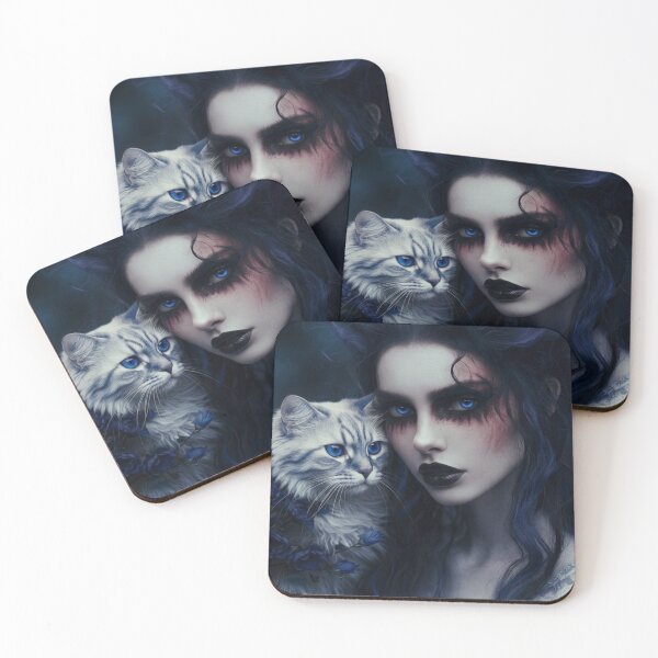 Item preview, Fiery Gothic Woman & Cat designed and sold by WhimsyWink.