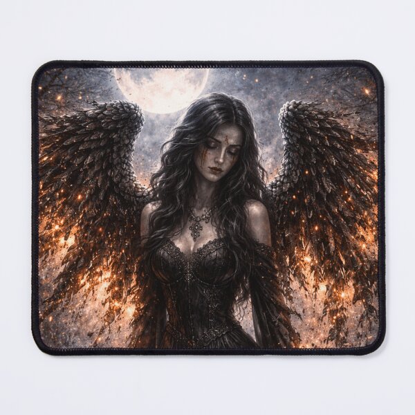 Item preview, Fallen Dark Angel Under Moonlight – Gothic Fantasy Winged Figure designed and sold by Edenglow Prints & Peculiars.